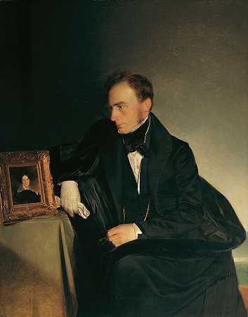 画家弗兰兹·威普林格（Franz Wipplinger）看着弗兰兹·埃布尔（FranzEybl）为他已故姐姐画的微型肖像