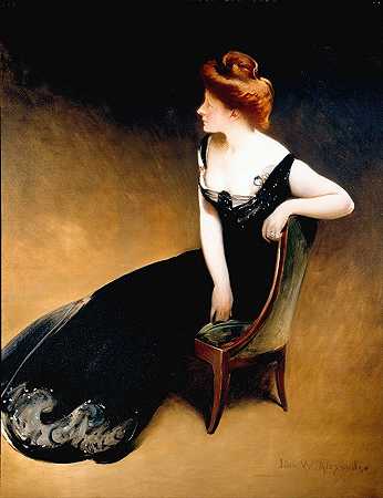 约翰·怀特·亚历山大（John White Alexander）的《V夫人、赫尔曼·杜里耶夫人肖像》