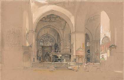 约翰·弗雷德里克·刘易斯《大清真寺内部》，（乌卢卡米），土耳其布尔萨