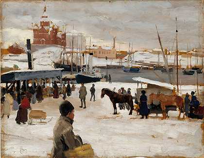 “赫尔辛基市场广场的冬日”