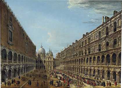 安东尼奥·乔利《威尼斯公爵宫院子里的游行》