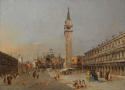 弗朗西斯科·瓜尔迪（Francesco Guardi）的《圣马可广场与教堂和露台》（Piazza San Marco With The Basilica And Campanile）