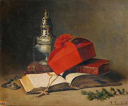 路易斯·尤金·兰伯特（Louis Eugène Lambert）的《塞纳和红衣主教帽的静物》