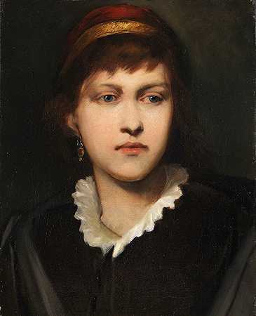 加布里埃尔·冯·马克斯的《戴帽子和耳环的女孩肖像》
