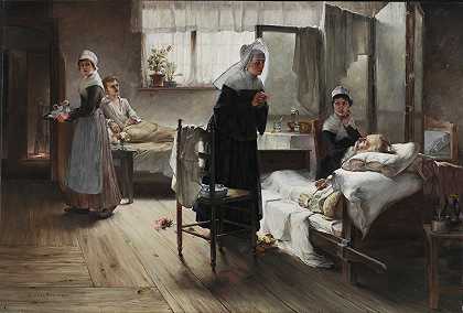 塞缪尔·G·理查兹的《伊万杰琳在医院发现自己的亲情》