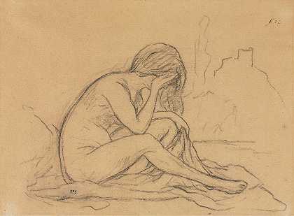 Pierre Puvis de Chavannes的《女性裸体研究》（可能是一幅未实现的寓言画）