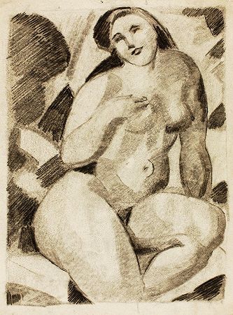 卡尔·纽曼的《坐着的裸女》