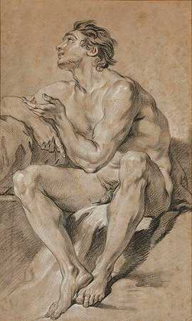 “Academy 裸体男子坐着代表战神，作者：François Boucher