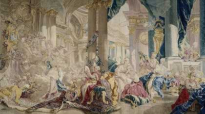 “西风带领普赛克进入爱的宫殿。弗朗索瓦•布歇向他的姐妹们展示了他的财富