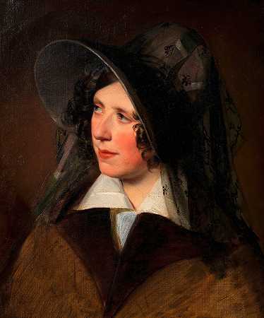 弗里德里希·冯·阿默林（Friedrich von Amerling）的《戴黑色面纱帽的安东尼·阿默林》