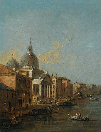 Giacomo Guardi的《威尼斯，大运河与圣西蒙尼教堂》