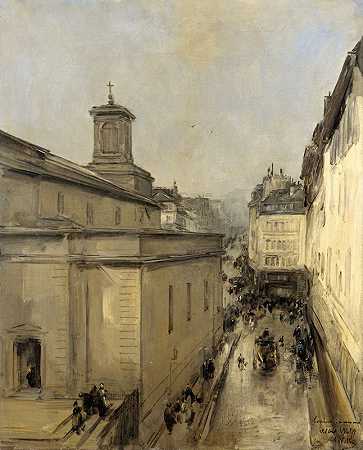 安托万·沃隆《巴黎洛雷特圣母院教堂和弗莱彻街的景色》
