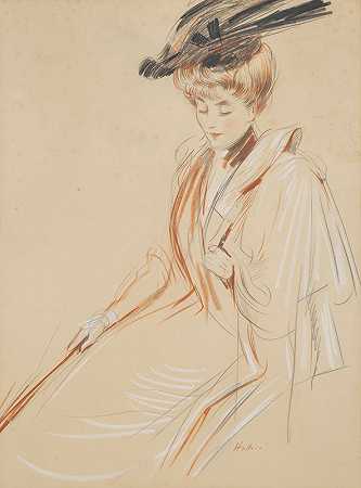 保罗·塞萨尔·海勒的《戴羽毛帽的女人的肖像》