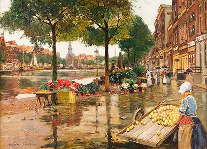 Heinrich Hermanns《阿姆斯特丹花卉市场》