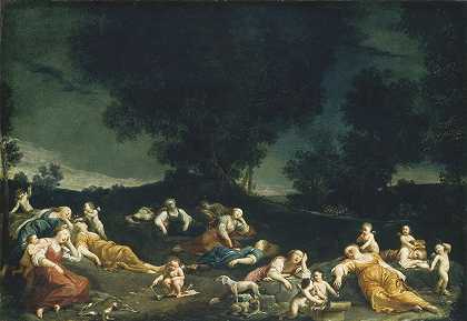 朱塞佩·玛丽亚·克雷斯比的《丘比特驱散睡着的睡莲》