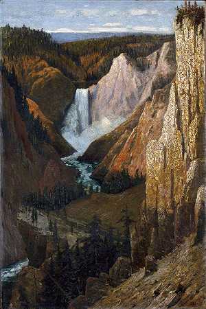 Grafton Tyler Brown的《黄石大峡谷下瀑布视图》