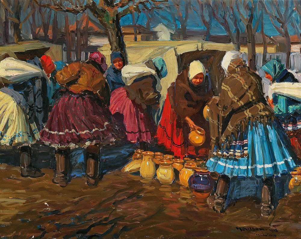 蒂瓦达尔·约瑟夫·穆森（Tivadar Josef Mousson）的《米哈洛夫采的陶器市场》