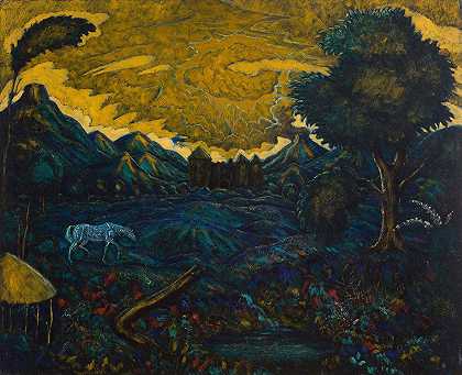 爱德华·米德尔顿·马尼高尔特的《风景与马》