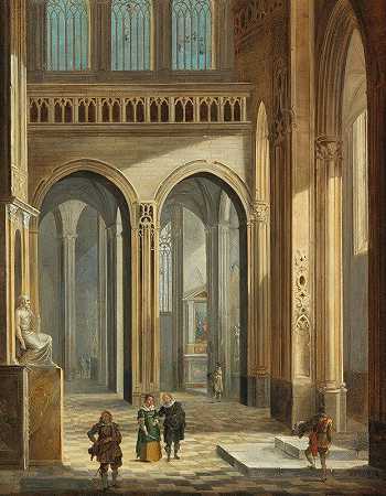 约翰路德维希·恩斯特·摩根斯特恩（Johann Ludwig Ernst Morgenstern）设计的教堂内部，人物穿着17世纪的服装