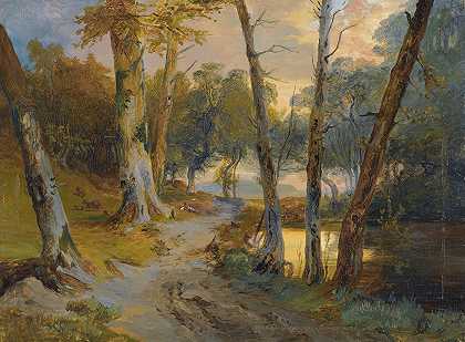 卡尔·布莱琴的《带池塘的森林内部》