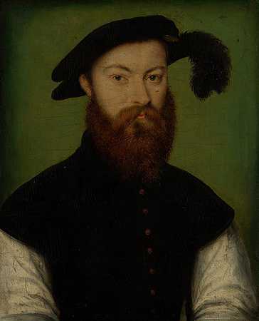 科内尔·德·里昂的《戴黑色羽绒帽的男子肖像》