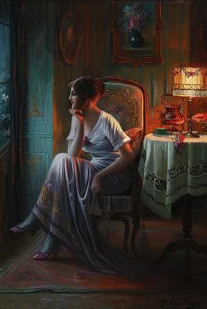 马克斯·卡利尔的《灯罩里的年轻女人》