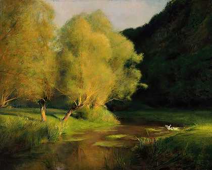 帕斯卡·阿道夫·让·达格南·布韦雷特的《溪边的柳树》