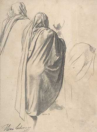亨利·莱曼（Henri Lehmann）的《身穿斗篷的男性背影》
