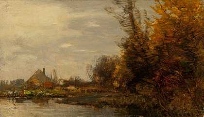 罗曼·卡齐米尔兹·科恰诺夫斯基的《水边小屋的秋天风景》