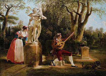 雅克·萨布雷特的《在罗马公园优雅地聆听吉他手》