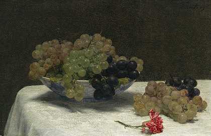 亨利·范丁·拉图尔的《葡萄与康乃馨的静物》