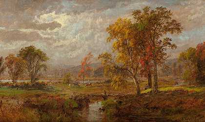 Jasper Francis Cropsey的《秋天的风景》