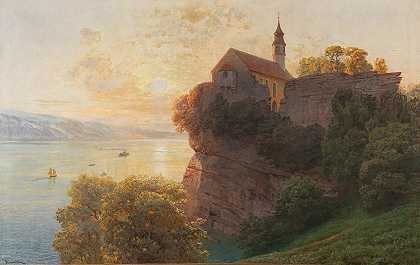 安东·拉瓦切克（Anton Hlavacek）《康斯坦茨湖畔布雷根茨附近格巴特斯堡上的格巴特教堂》