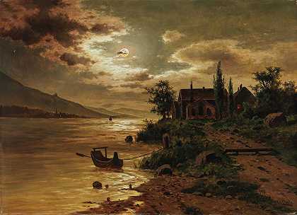 弗里茨·奇瓦拉的《月光下的湖泊风景》
