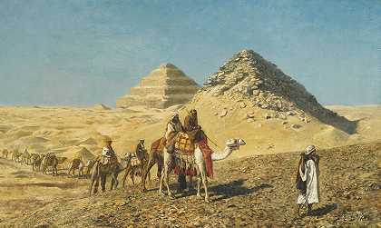 埃德温·洛德·威克斯的《金字塔中的骆驼大篷车》