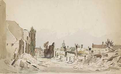 “1870年6月大火后的博德格伦废墟”，作者：皮特·希佩鲁斯