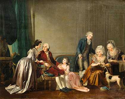 查尔斯·尼古拉斯·吉隆（Charles Nicolas Guillon）室内一家人的集体肖像