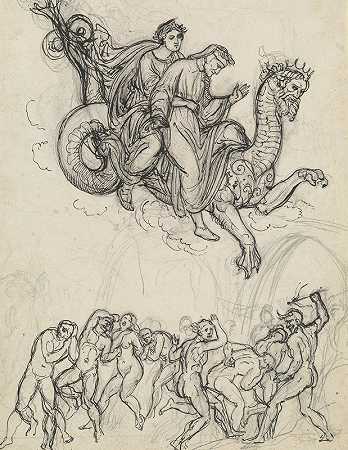约瑟夫·安东·科赫（Joseph Anton Koch）的《但丁和维吉尔骑在格里昂的背上》（Dante and Virgil Riding on the Back of Geryon）