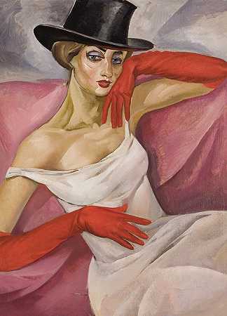 鲍里斯·格里戈里耶夫的《戴大礼帽的女士》