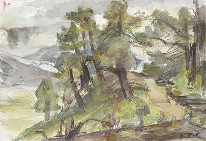 Jozef Israëls的《森林丘陵风景》