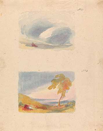 托马斯·萨利的《天空研究——特纳原理》（第11号）《山与树的风景》（第12号）