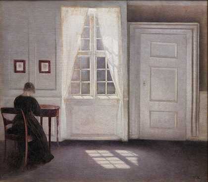 “哥本哈根斯特兰德加德艺术家之家的一间房间，与艺术家的妻子”