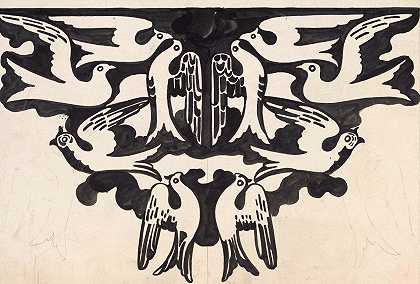 Carel Adolph Lion Cachet的十只鸽子挂毯设计