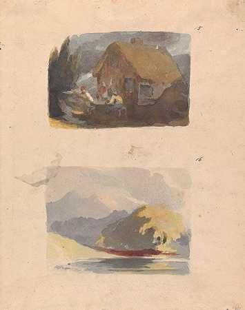 托马斯·萨利（Thomas Sully）的《前面有人物的小屋》（第15号）《河流和山脉的风景——阳光》（第16号）