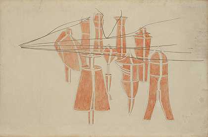 马塞尔·杜尚（Marcel Duchamp）的《制服和交付的水泥》，第2期[学士和九个苹果模具]