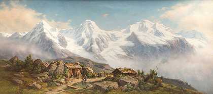 约翰·威廉·林德拉尔的《少女峰、莫恩奇和艾格山被雪覆盖》