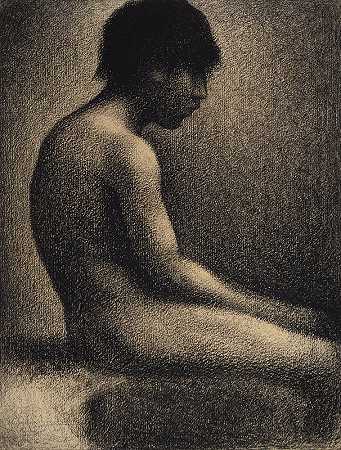 Georges Seurat的“Une Baignade的坐姿裸体研究”