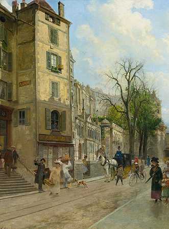 弗朗索瓦·阿道夫·格里森的《Corraterie街，日内瓦》
