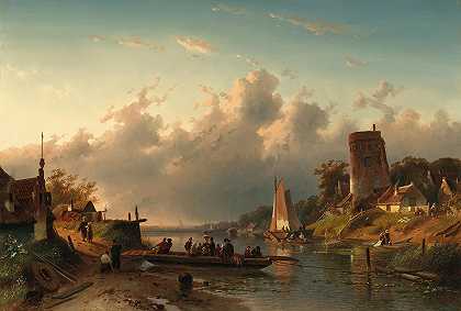 查尔斯·莱克特（Charles Leickert）的《傍晚渡船过河》