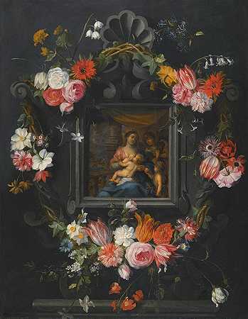 《围绕圣母和孩子的花环》作者：Jan Brueghel The Younger
